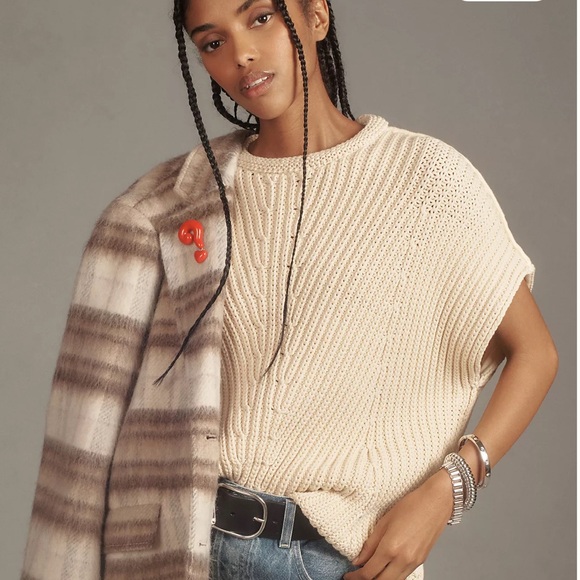 rag & bone Sweaters - rag & bone Shane Cream Chunky Knit Sweater Vest Boxy Fit Size S